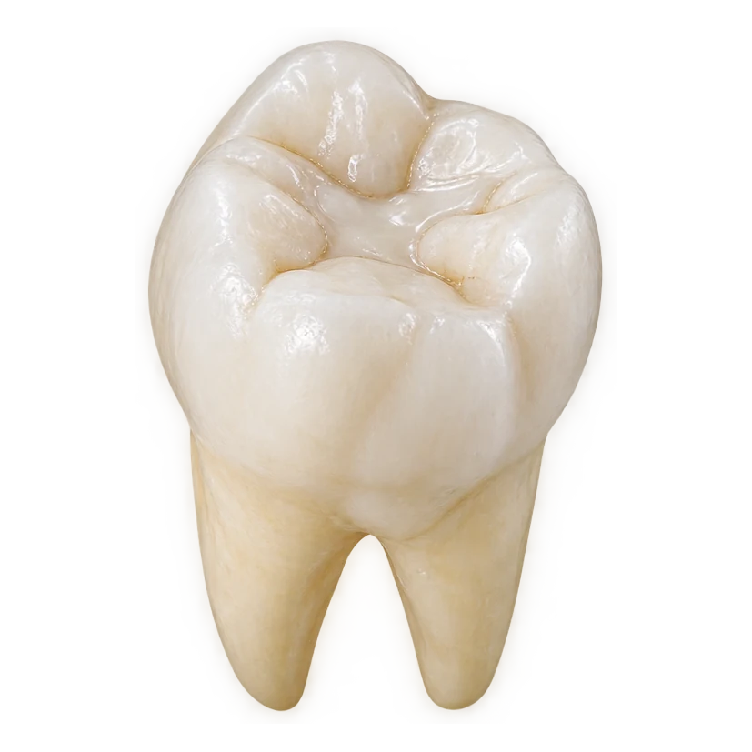 Molar with a tooth-colored composite filling